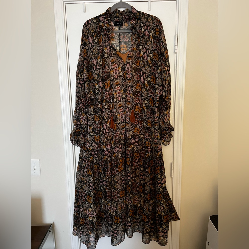 Blush orange boho floral maxi dress